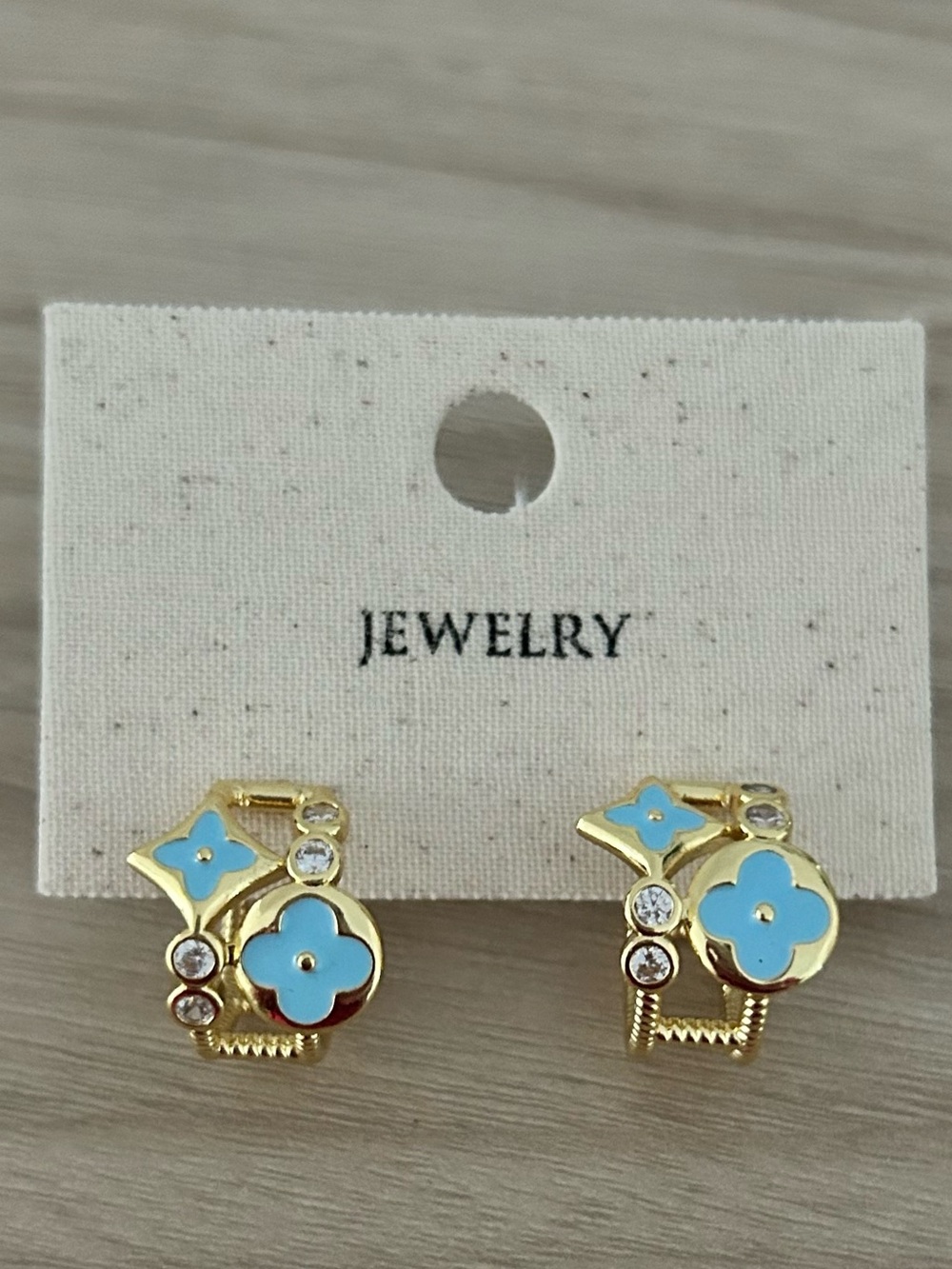 Gold-Tone Blue Flower Crystal Clip-On Earrings - Jewelry - Swarofski - Van Cleef